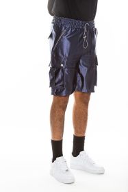 Satin Street Cargo Shorts (Color: NAVY, size: L)