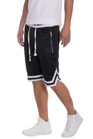 STRIPED BAND SOLID BASKETBALL SHORTS (Color: Black, size: XL)