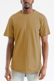 Extended Scallop Round Neck Tshirt (Color: Gold, size: XL)