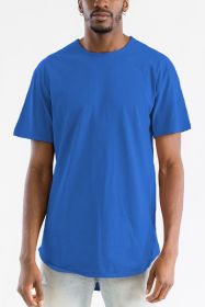 Extended Scallop Round Neck Tshirt (Color: ROYAL, size: L)