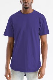 Extended Scallop Round Neck Tshirt (Color: Purple, size: XL)