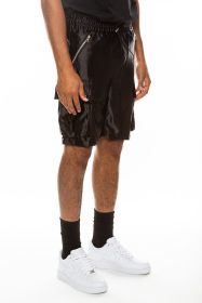 Satin Street Cargo Shorts (Color: Black, size: M)