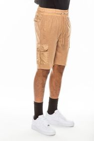 Weiv Heathered Light Weight Slub Shorts (Color: KHAKI, size: M)