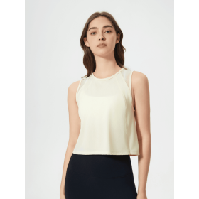 JupiterGear Round-Neck Cropped Tank (Color: Pastel Yellow, size: 8)