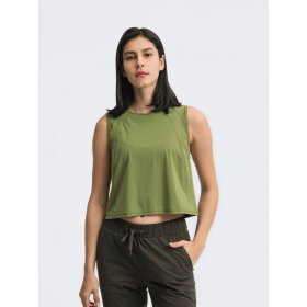 JupiterGear Round-Neck Cropped Tank (Color: Moss, size: 6)