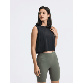 JupiterGear Round-Neck Cropped Tank (Color: Black, size: 4)