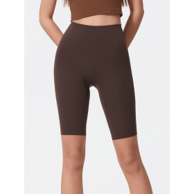 JupiterGear High-Rise Long Shorts (Color: Dark Brown, size: 4)