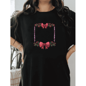 Casual Women's Cotton T-Shirt with Bow Detail - Trendy and Comfortable for Every Season (Style: 62)