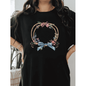 Casual Women's Cotton T-Shirt with Bow Detail - Trendy and Comfortable for Every Season (Style: 436)