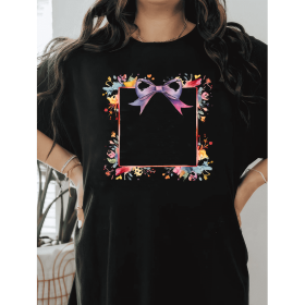 Casual Women's Cotton T-Shirt with Bow Detail - Trendy and Comfortable for Every Season (Style: 429)