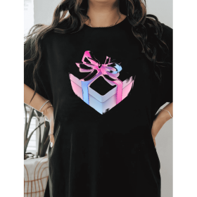 Casual Women's Cotton T-Shirt with Bow Detail - Trendy and Comfortable for Every Season (Style: 434)