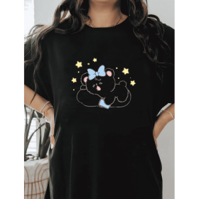 Casual Women's Cotton T-Shirt with Bow Detail - Trendy and Comfortable for Every Season (Style: 454)