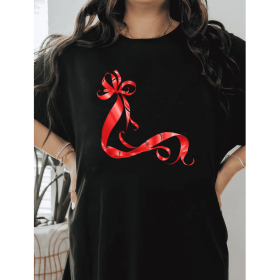 Casual Women's Cotton T-Shirt with Bow Detail - Trendy and Comfortable for Every Season (Style: 468)