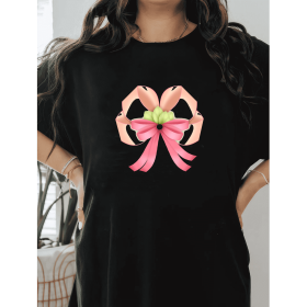 Casual Women's Cotton T-Shirt with Bow Detail - Trendy and Comfortable for Every Season (Style: 466)