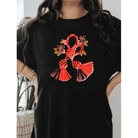 Casual Women's Cotton T-Shirt with Bow Detail - Trendy and Comfortable for Every Season (Style: 388)