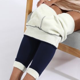 Women's Thickened Stretch Leggings (Option: Dark Blue-S)