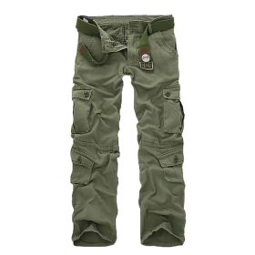 Three-dimensional Pocket Overalls Men's Multi-pocket (Option: Eight Pockets Grass Green-29)