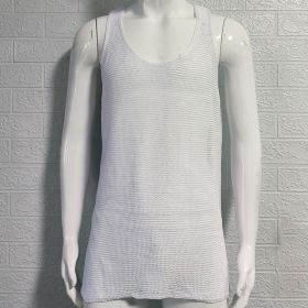 Men's Summer Loose Sleeveless Knitted Vest (Option: White-L)
