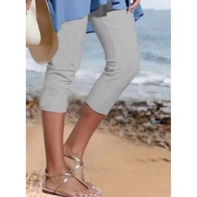 Summer Women's Plain Casual Leggings (Option: Gray-XL)