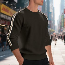 Casual Men's Loose Round Neck Sweater Thin (Option: Brown-L)