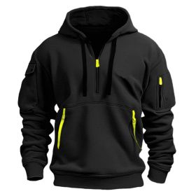 Dropped Shoulder Hooded Sweatshirt Men's Women's Plus Size Loose Pullover Fashion Sweatshirt (Option: Black-4XL-1pcs)