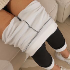 Cashmere Winter Wear High Waist Leggings For Women (Option: KE108 Leather Tag Black-L)