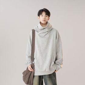 Hooded Turtleneck Sweater Men's Autumn Winter Couple Workwear Mechanical Style (Option: Cloud Gray-XL)