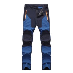 Outdoor Stretch Charging Men's Windproof Waterproof And Hard-wearing Breathable Quick-drying Pants (Option: Sapphire Blue-XXL)